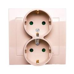 KIER Gniazdo podwójne b/u SCHUKO z przesłonami beżowe GP-2WSP/01 