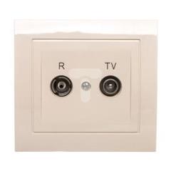 KIER Gniazdo antenowe RTV przelotowe beżowe GPA-14WP/01