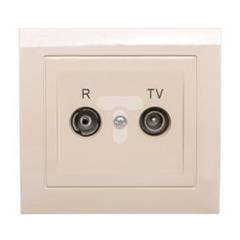 KIER Gniazdo antenowe RTV przelotowe beżowe GPA-16WP/01