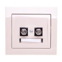 KIER Gniazdo antenowe podwójne typu F beżowe GPA-2WF/01 