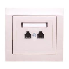 KIER Gniazdo telefoniczne podwójne RJ11 niezależne beżowe GPT-2WN/01 