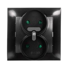 IMPRESJA Gniazdo podwójne b/u antracyt GP-2YP/50