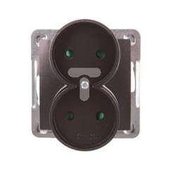 IMPRESJA Gniazdo podwójne b/u do montażu w ramki antracyt GP-2YRP/m/50