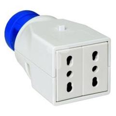 Adapter systemowy, 2 gniazda włoskie, 16A, 2 bieg+PE, 220 V 50/60 Hz PKZA202