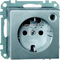 Mechanizm gniazda wtykowego SCHUKO z zegarem, z przesłoną, aluminium, system M MTN500160