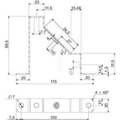 Spacial SM / Spacial SF wspornik szyny kąt 45o NSYFB45