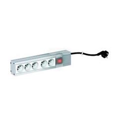 Optiline 45 Panel biurkowy przykręcany 5xgniazdo z/u wyłącznik ,z kablem i wtyczką anodyzowany ISM20314