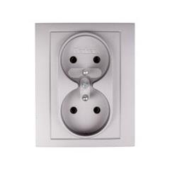 Berker/B.Kwadrat Gniazdo podwójne z/u 16A IP20 aluminium 5361838984