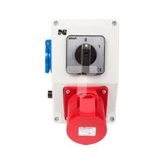 Zestaw instalacyjny z gniazdem 32A 4P+2P+Z RS-Z (0-1) czerwony 6281-00