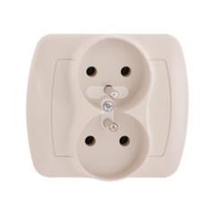 Simon Akord Gniazdo podwójne z/u 16A IP20 beżowe AGZ2/12 WMAW-40210x-9012