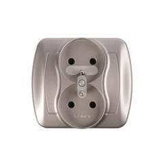 Simon Akord Gniazdo podwójne z/u 16A IP20 aluminium metalizowane AGZ2/26 WMAW-40210x-D012