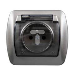 Simon Akord Gniazdo hermetyczne pojedyncze z/u 16A IP44 z klapką dymną satyna metalizowana AGZ1Be/29a WMAW-33110x-H011