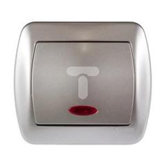 Simon Akord Łącznik jednobiegunowy z podświetleniem satyna metalizowana AW1L/29 WMAL-411xxx-H012