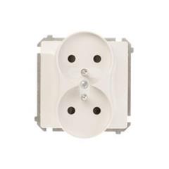 Simon Basic Gniazdo podwójne z/u 16A IP20 z przesłoną torów białe BMGZ2Mz.01/11 WMUW-00211M-1011