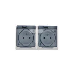 Hermes Gniazdo hermetyczne podwójne z/u 16A IP44 z klapką dymną białe GNT 0322-01