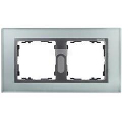 Simon 82 Ramka podwójna pozioma kamień srebro/ ramka pośrednia aluminium mat 82927-62 TSI-82927-62