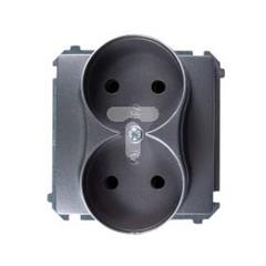 Simon Basic Gniazdo podwójne b/u 16A IP20 stal inox BMG2M.01/21 WMUW-00200M-J011