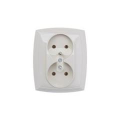 Forte Gniazdo podwójne z/u 16A IP20 beżowe GWP230R02