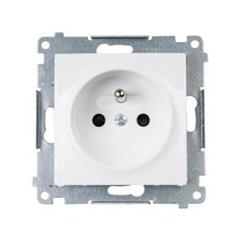 Simon 54 Gniazdo pojedyncze z/u 16A IP20 z przesłoną torów białe DGZ1Z.01/11 WMDW-00111x-011