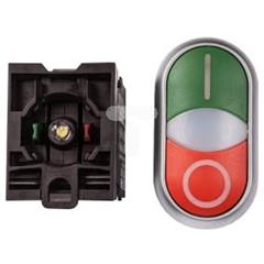 Przycisk sterowniczy 22mm podwójny czerwony/zielony z samopowrotem z podświetleniem 1Z 1R M22-DDL-GR-X1/X0/K11/230-W 216509