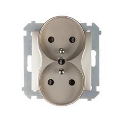 Simon 54 Gniazdo podwójne z/u 16A IP20 z przesłoną torów złoty mat DGZ2MZ.01/44 WMDW-00210M-044