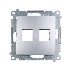 Simon 54 Pokrywa gniazda teleinformatycznego podwójnego 2xRJ Keystone płaska srebrny mat DKP2.01/43 WMDK-P2xxxx-043