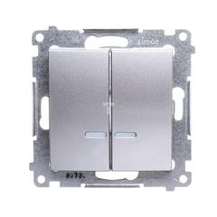 Simon 54 Łącznik hermetyczny świecznikowy IP44 z podświetleniem srebrny mat DW5BL.01/43 WMDL-551xxx-043