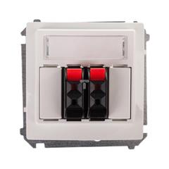 Simon Basic Gniazdo głośnikowe podwójne z polem opisowym białe BMGL3.01/11 WMUG-02000x-1011