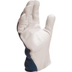 Rękawice z koziej skóry strona grzbietowa z dżerseju biało-niebieskie rozmiar 10 CT402BL10