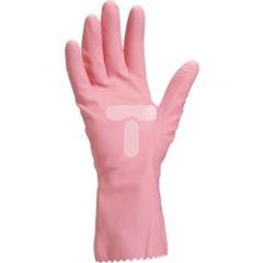 Rękawice gospodarcze gumowe lateksowe flokowane długość 30 cm różowe rozmiar 9 VE210RO09 /12par/