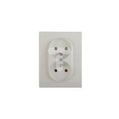 Anya Gniazdo podwójne z/u 16A białe z ramką AYA9900121