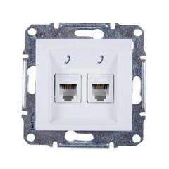 Sedna Gniazdo telefoniczne podwójne RJ11 białe SDN4201121