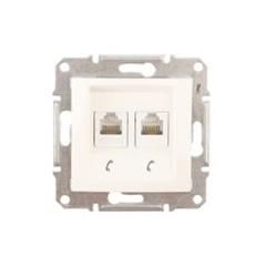 Sedna Gniazdo telefoniczne podwójne RJ11 kremowe SDN4201123