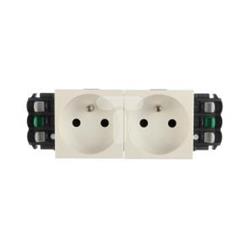 MOSAIC Gniazdo podwójne z/u 16A z przesłonami białe 077302