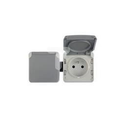 PLEXO55 Gniazdo podwójne poziome z/u 16A szare 069562