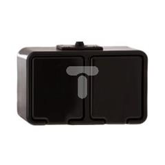 Cedar Gniazdo hermetyczne podwójne z/u 16A IP44 czarne Nt-230H NT230H05