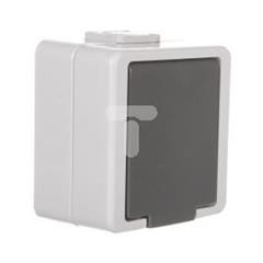 JANTAR Gniazdo pojedyncze z/u IP44 z klapką szare GNt-16J