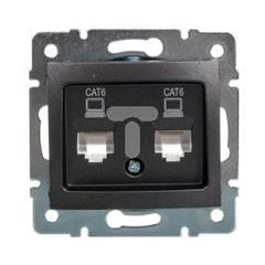 DOMO Gniazdo komputerowe podwójne niezależne 2x RJ45Cat 6 Jack grafit 011420041 24933