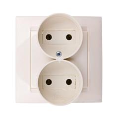 Simon 15 Gniazdo podwójne b/u 16A IP20 beżowe 1591457-031 WS15-1591457-031