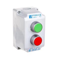 Kaseta sterownicza 2-otworowa zielony/czerwony 1Z 1R szara IP65 ST22K2\01-2