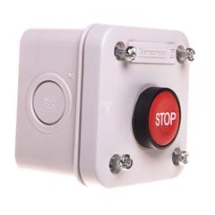 Kaseta sterownicza 1-otworowa STOP 1R z samopowrotem szara IP65 XALE1142