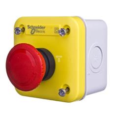 Kaseta z przyciskiem bezpieczeństwa przez obrót 1R żółta IP65 XALEK1701