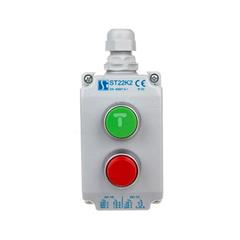 Kaseta sterownicza 2-otworowa zielony/czerwony 1Z 1R szara IP65 1x dławnica szara M20 ST22K2\02-1
