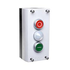 Kaseta sterownicza 3-otworowa START/STOP/lampka biała 2Z 2R szara IP67 M22-I3-M2 216533
