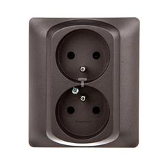 SISTENA LIFE Gniazdo podwójne z/u 16A IP20 z przesłonami choco 771238