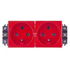 MOSAIC Gniazdo podwójne z/u 16A z blokadą czerwone 077342