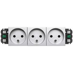 MOSAIC Gniazdo potrójne z/u 16A z przesłonami aluminium 079223