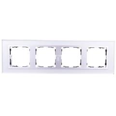 Simon 82 Ramka poczwórna pozioma szklana srebro/ ramka pośrednia aluminium mat 82947-62 TSI-82947-62