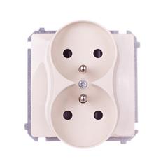 Simon Basic Gniazdo podwójne z/u 16A IP20 z przesłoną torów beżowe BMGZ2Mz.01/12 WMUW-00211M-9011