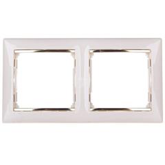 VALENA Ramka podwójna pozioma krem/złoto 774152